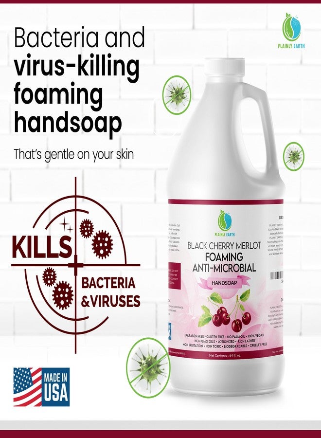 Plainly Earth AntiMicrobial Hand Soap - Antibacterial Hand Soap Moisturizing - Liquid Hand Soap Refill Antibacterial - Moisturizing Hand Soap Antibacterial - Gentle Foaming Hand Soap - Black Cherry Merlot, 64 oz - Image 4